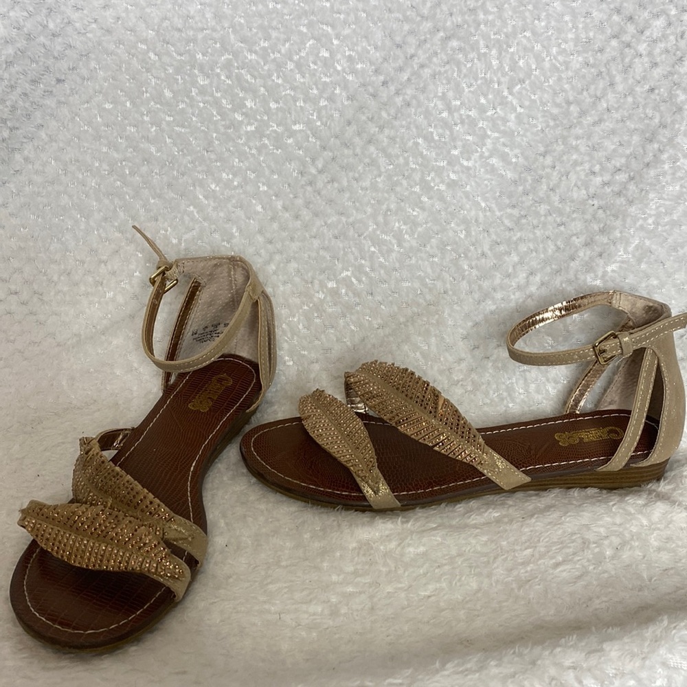 Carlos by Carlos Santana fringe feathers sandals shoes
